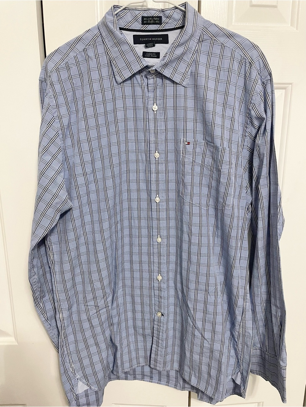 Tommy Hilfiger Light Blue Plaid Long-Sleeve Dress Shirt